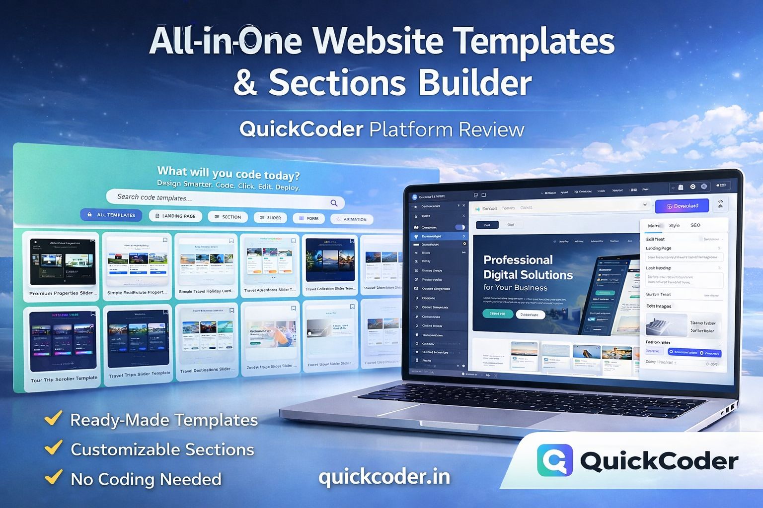 All-in-One Website Templates & Sections Builder – QuickCoder Platform Review