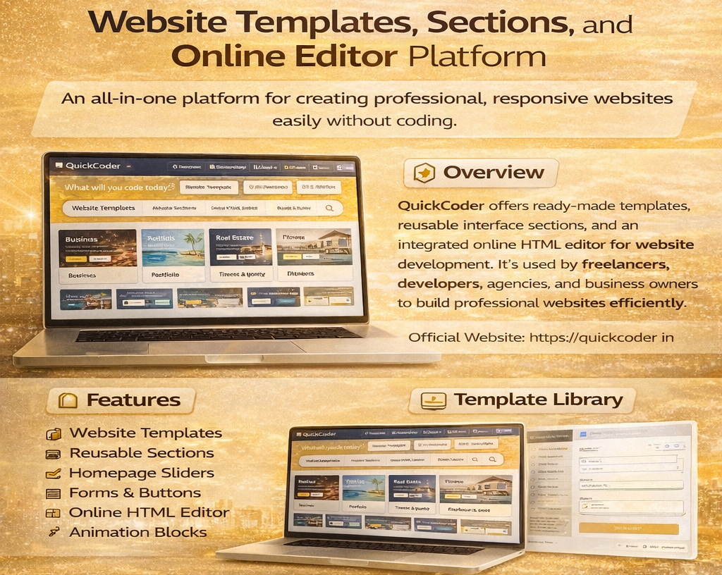 QuickCoder: Website Templates, Sections, and Online Editor Platform