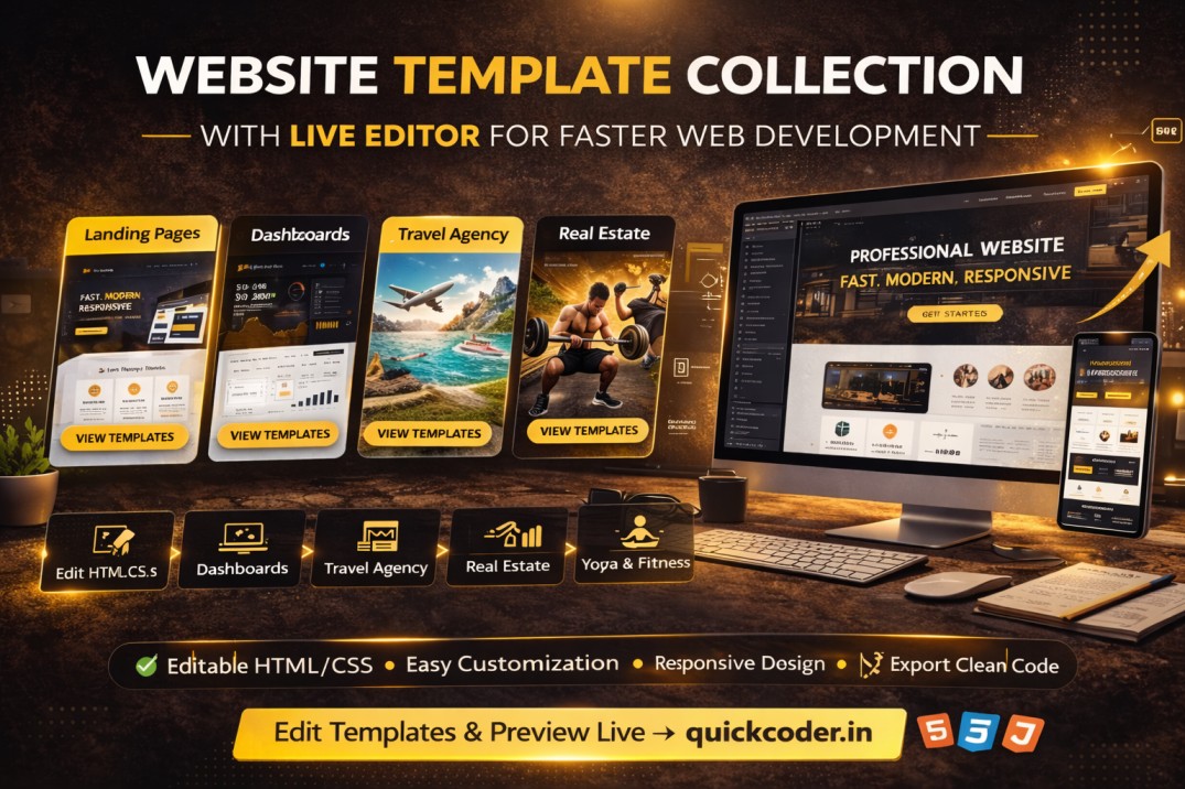 Website Template Collection with Live Editor for Faster Web Development