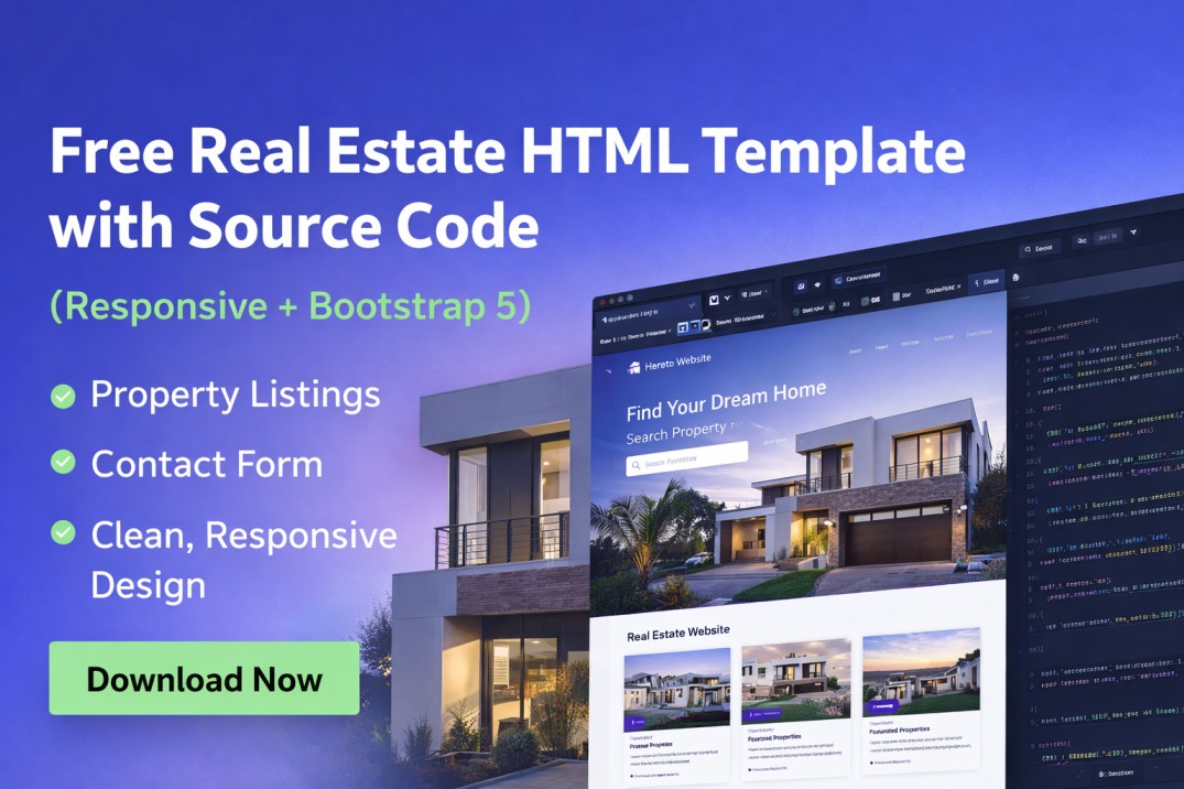 Free Real Estate HTML Template with Source Code (Responsive + Bootstrap 5)