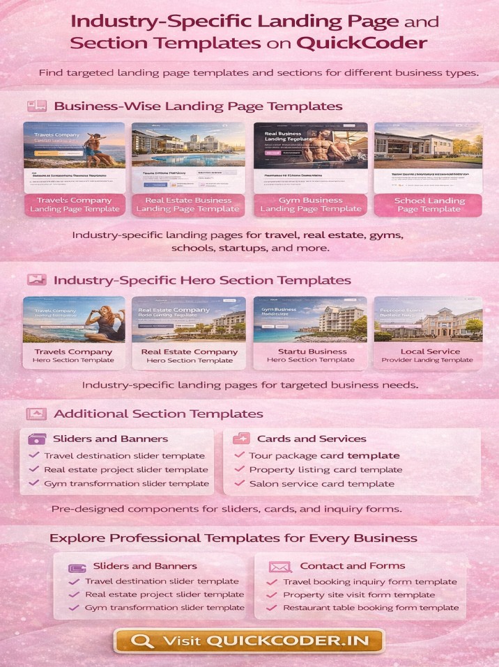 Industry-Specific Landing Page and Section Templates on QuickCoder