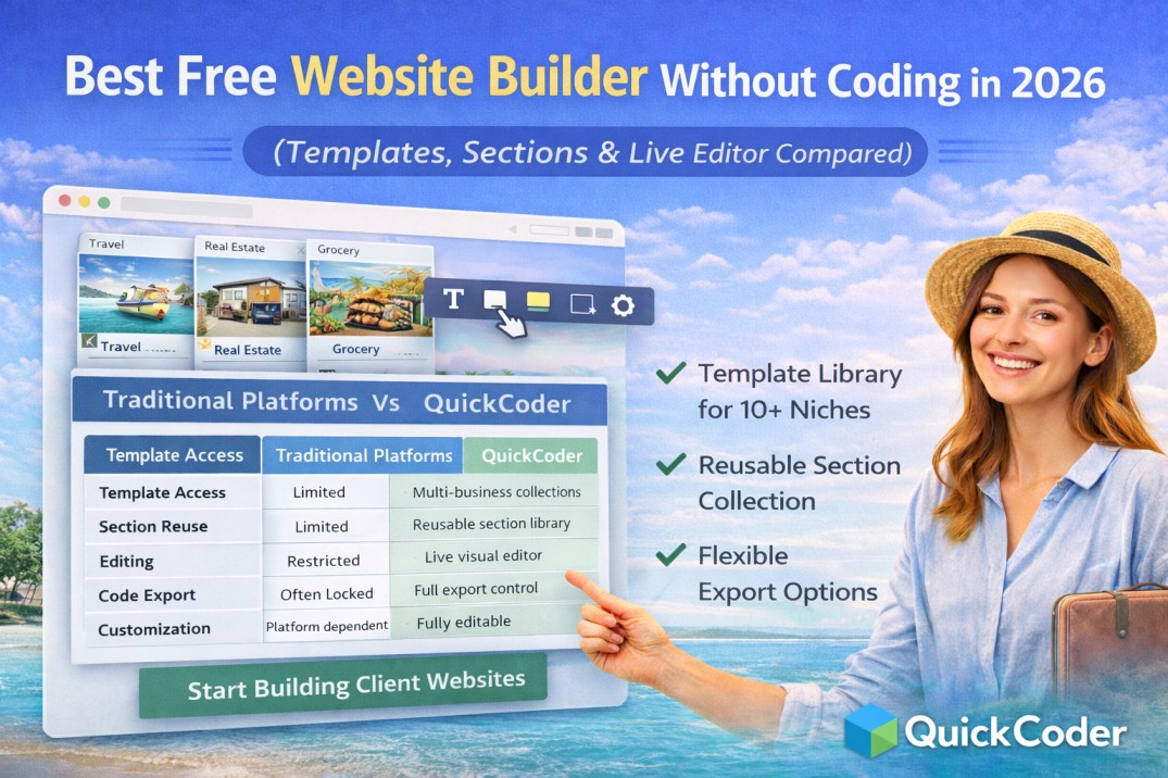Best Free Website Builder Without Coding in 2026 (Templates, Sections & Live Editor Compared)
