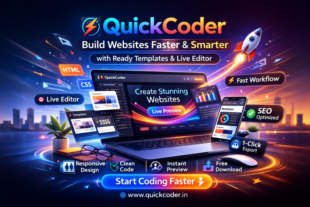 Build Professional Websites Faster with QuickCoder Templates & Live Editor
