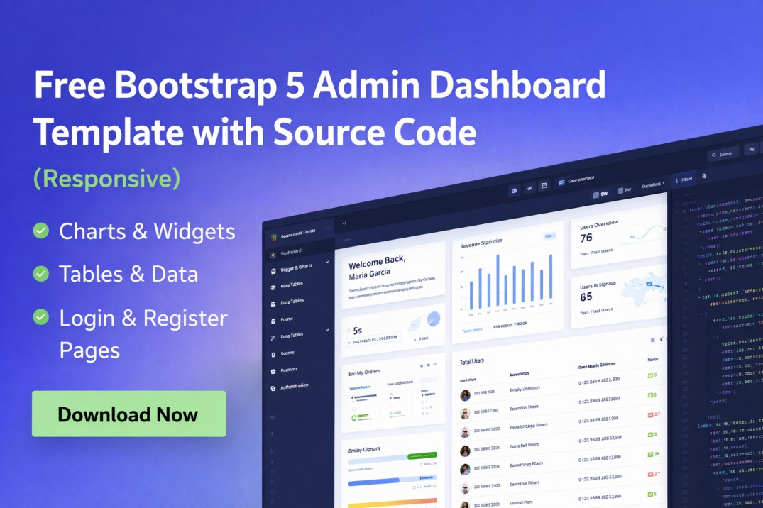 Free Bootstrap 5 Admin Dashboard Template with Source Code (Responsive)