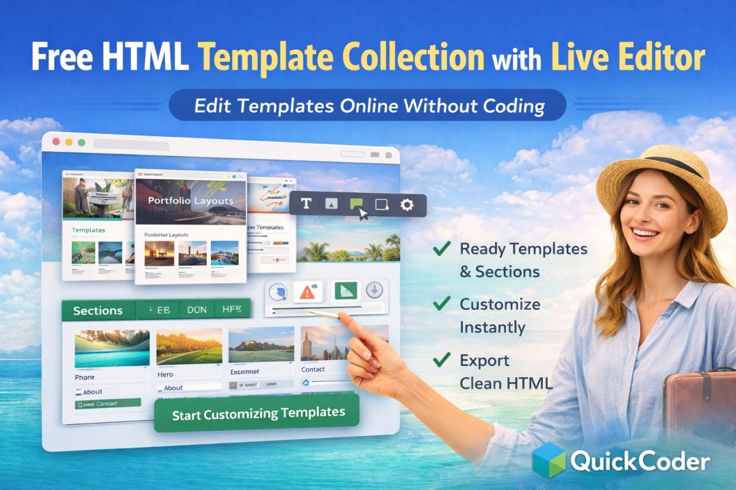 Free HTML Template Collection with Live Editor (Edit Templates Online) | QuickCoder
