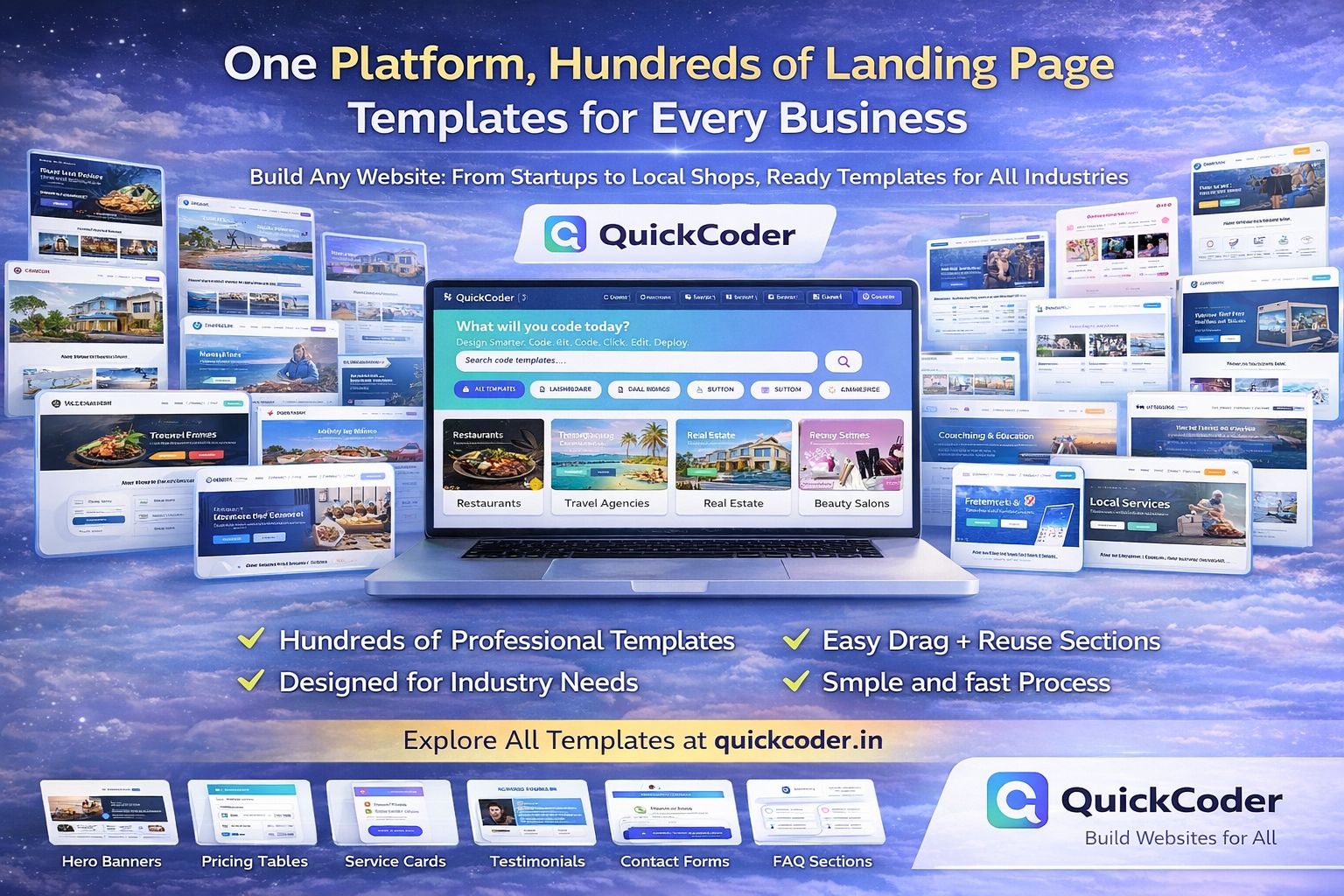 One Platform, Hundreds of Landing Page Templates for Every Business – QuickCoder