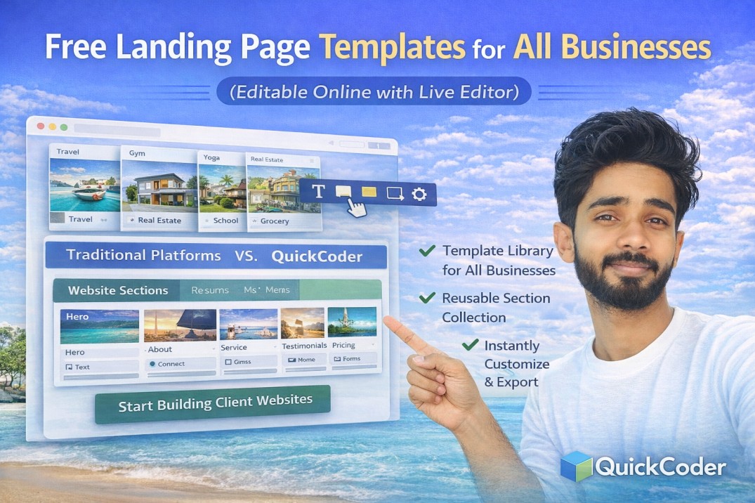 Free Landing Page Templates for All Businesses (Editable Online with Live Editor) | QuickCoder