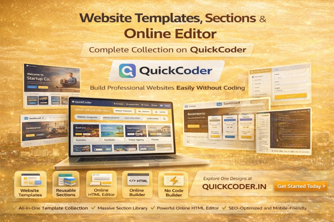 Website Templates, Sections & Online Editor – Complete Collection on QuickCoder